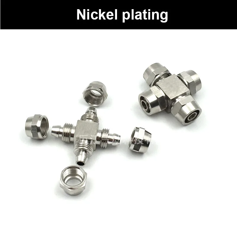 

1PC 4mm 6mm 8mm 10mm 12mm Four Way Cross Brass Straight Pneumatic Pipe Hose Quick Coupler Connector Coupling Fitting