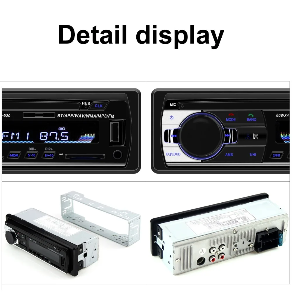 Bluetooth V2.0 Авторадио JSD-520 12 В Авто Стерео Автомагнитола 1 Din FM Aux Входной приемник автомобильный аудио SD USB MP3 MMC WMA