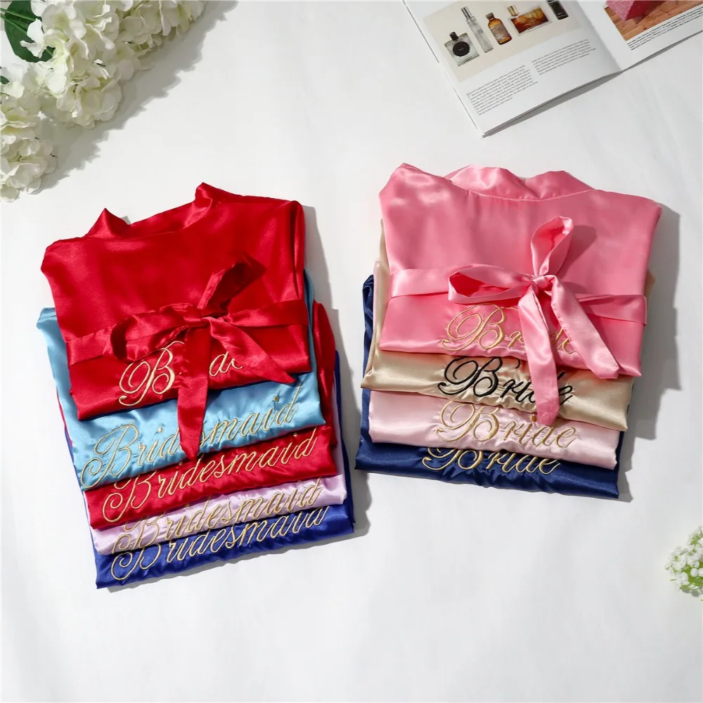 Модный Шелковый халат для подружки невесты пикантное женское Короткое атласное