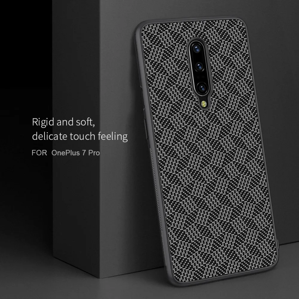 10 шт/партия NILLKIN плед синтетического волокна чехол для телефона Oneplus 7/Oneplus 7 pro углеродистая PP пластиковая задняя крышка