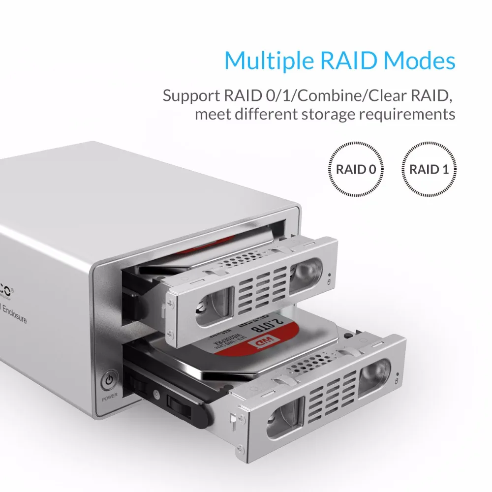 ORICO 3529RUS3 Алюминий 2 Bay USB3.0/eSATA внешний 3 5 ''SATA RAID жесткий диск-серебро |