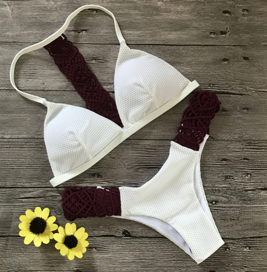 Новинка белый купальник женский бикини сексуальный Maillot De Bain Femme однотонный |