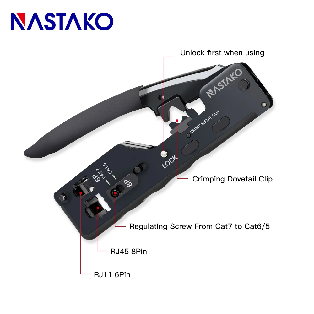 RJ45 Crimper RJ45 Crimping tool network Crimper tools For Cat7 Cat6 Cat5e rj45 RJ12 RJ11 Connector Cable Crimp Metal Clip Plugs