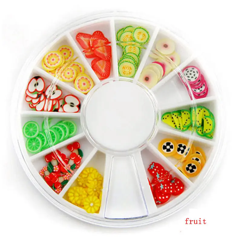 Fruit 120 шт ломтик маникюрное колесо Fimo акриловые украшения для ногтей советы разноцветные - Цвет: Fruit