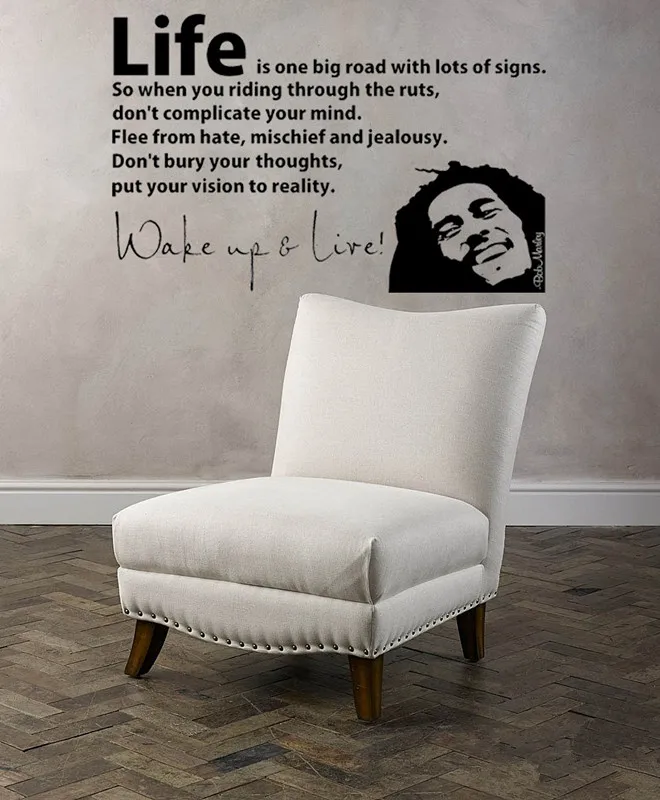 3d постер BOB MARLEY WAKE UP 56х40 см наклейка на стену Виниловая в виде надписи цитаты