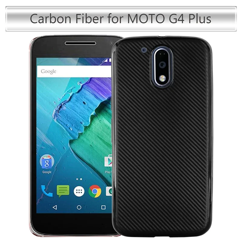 Чехол для Motorola Moto G4 Plus 5 дюймов Роскошный чехол из углеродного волокна и ТПУ