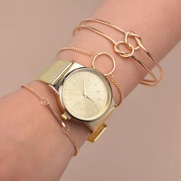 4 pcsset geometric double knot circle bracelets for women fashion alloy gold color bangles female jewelry party gifts