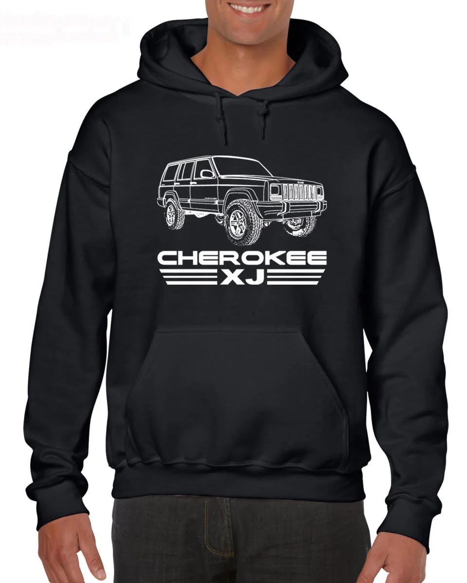 Черный Новые летние мужские горячие продажи мода Jeep Cherokee XJ MJ внедорожник 4X4 4,0 4WD на заказ худи Толстовка - Цвет: Черный