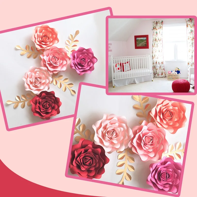 DIY Paper Flowers Leaves Nursery Set For Baby Girl Wall Art Kids Room Decoration Decor Floral Rose Deco | Дом и сад