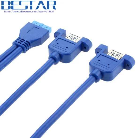 Двойной порт USB 3 0 Женский Винт крепление типа панели к материнской плате 20Pin