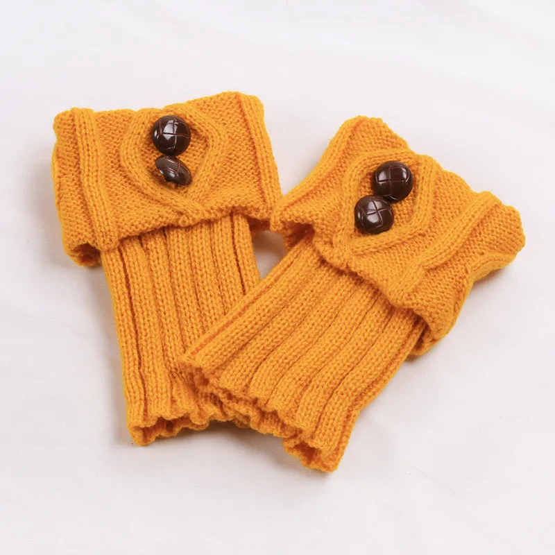 yellow Awaytr/модные аксессуары: ботинки; женские зимние короткие гетры; модные вязаные носки на пуговицах; верхние манжеты; - Цвет: yellow