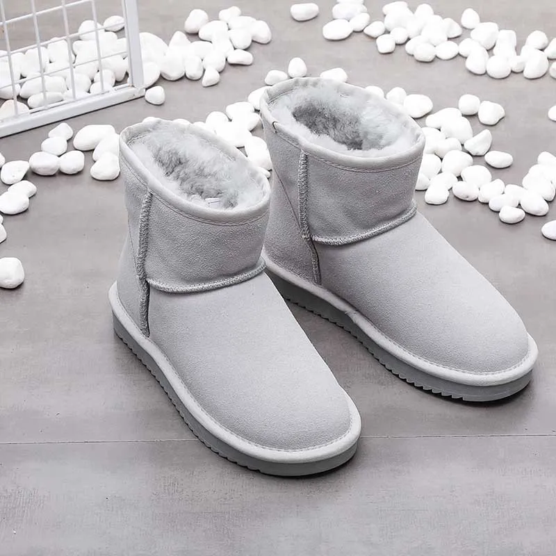 light gray Модная обувь с бантом; коллекция года; женские ботинки; и розничная ; классические зимние ботинки из натуральной воловьей кожи; теплая женская обувь - Цвет: light gray