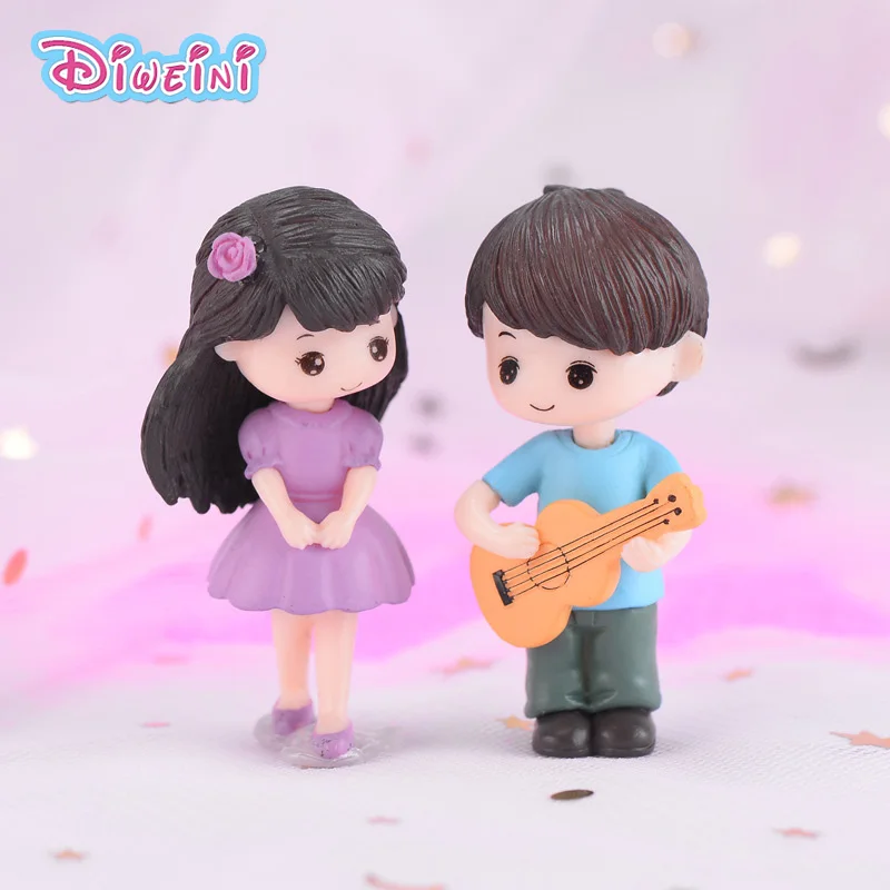 2 шт. гитара Lover Boy Girl Dolls House DIY Миниатюрные 3D фигурки украшение кукольный домик