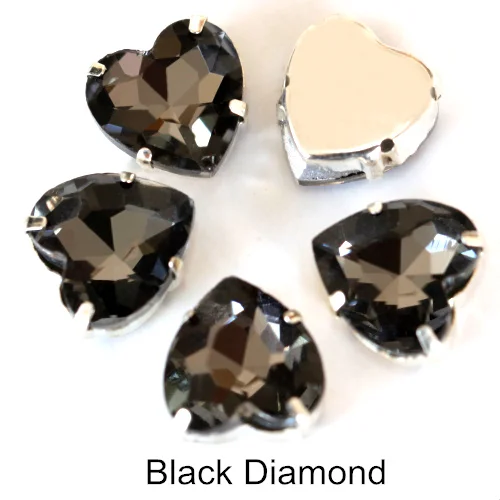 Black Diamond Сердце форма стекло кристалл красочные пришить стразы с коготь ясно пришивать коготь Стразы Блеск Стразы для одежды B2973 - Цвет: Black Diamond