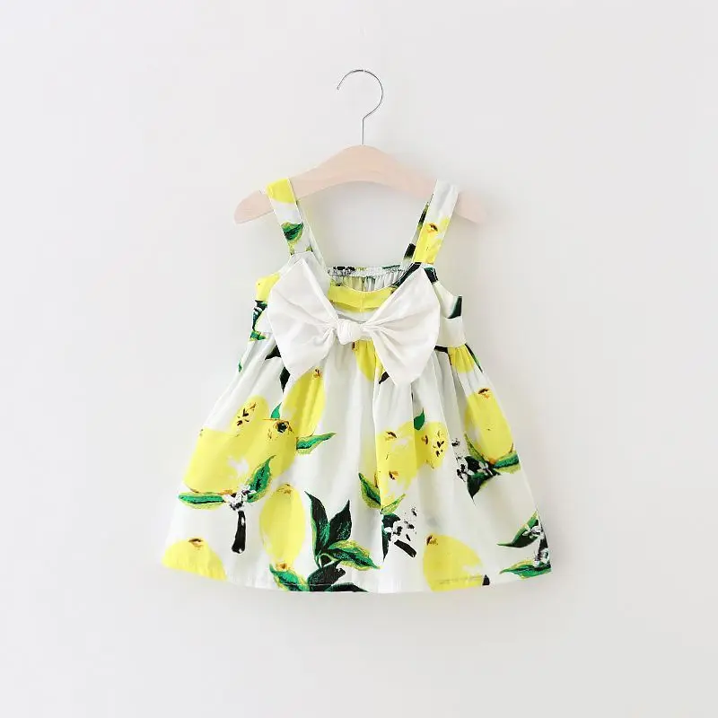 0-3Y Summer Baby Girls Dress Bow front Sleeveless Floral Lemon Bowknot Sundress Clothes | Детская одежда и обувь
