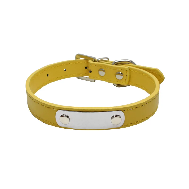 yellow Carrywon питомцы собаки кошки анти-потеря кожа ID Ошейники гравировка текст на нержавеющей стали Pet ярлыки Имя индивидуальная адресная доска - Цвет: yellow