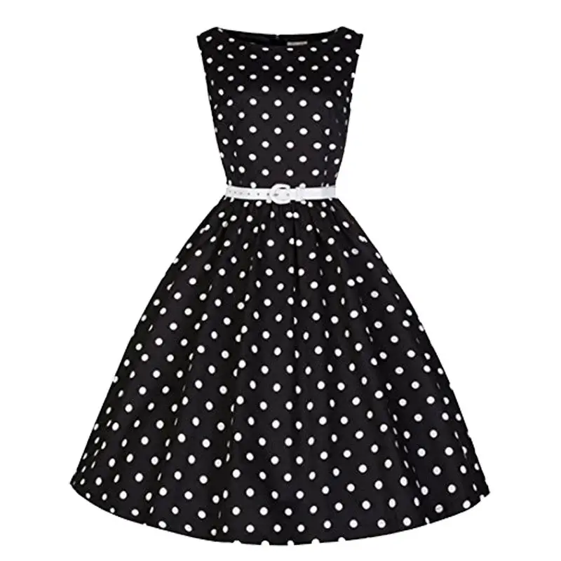 Женское модное сексуальное платье женское РЕТРО 50 s качели в горошек Pinup без рукавов облегающее вечернее платье