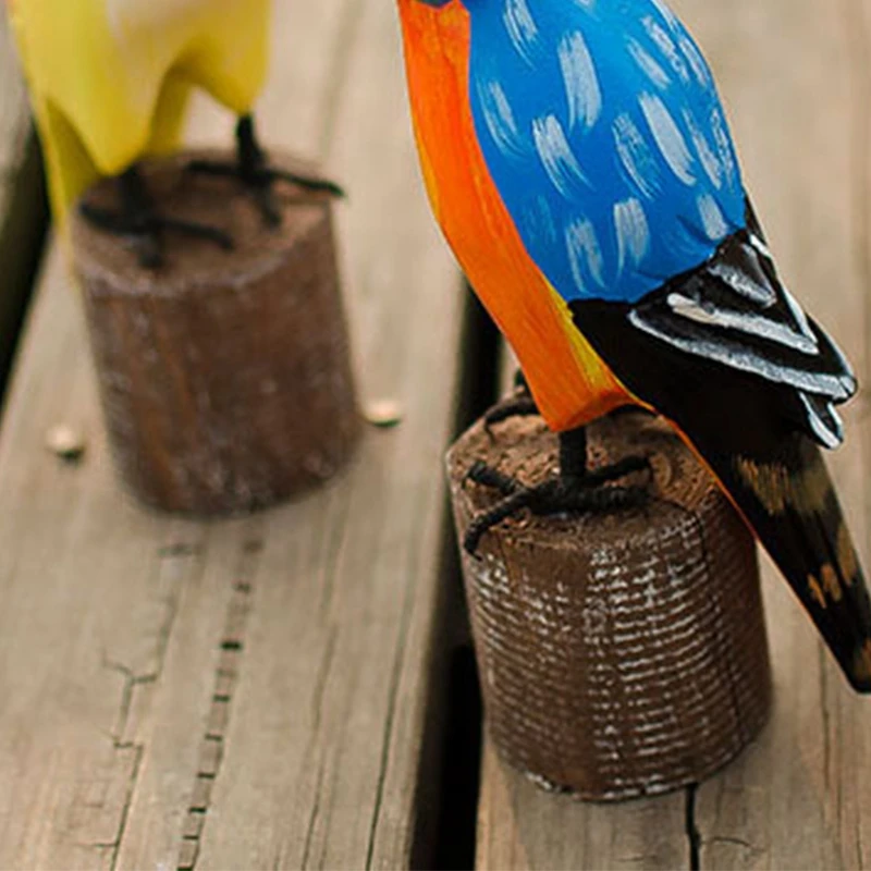 Деревянные животные Птица статуя фигурки современный красочный дом