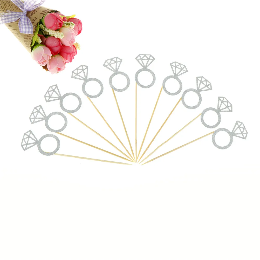 10 шт./пакет свадебный торт фигурки жениха и невесты Серебряный блеск кольцо с