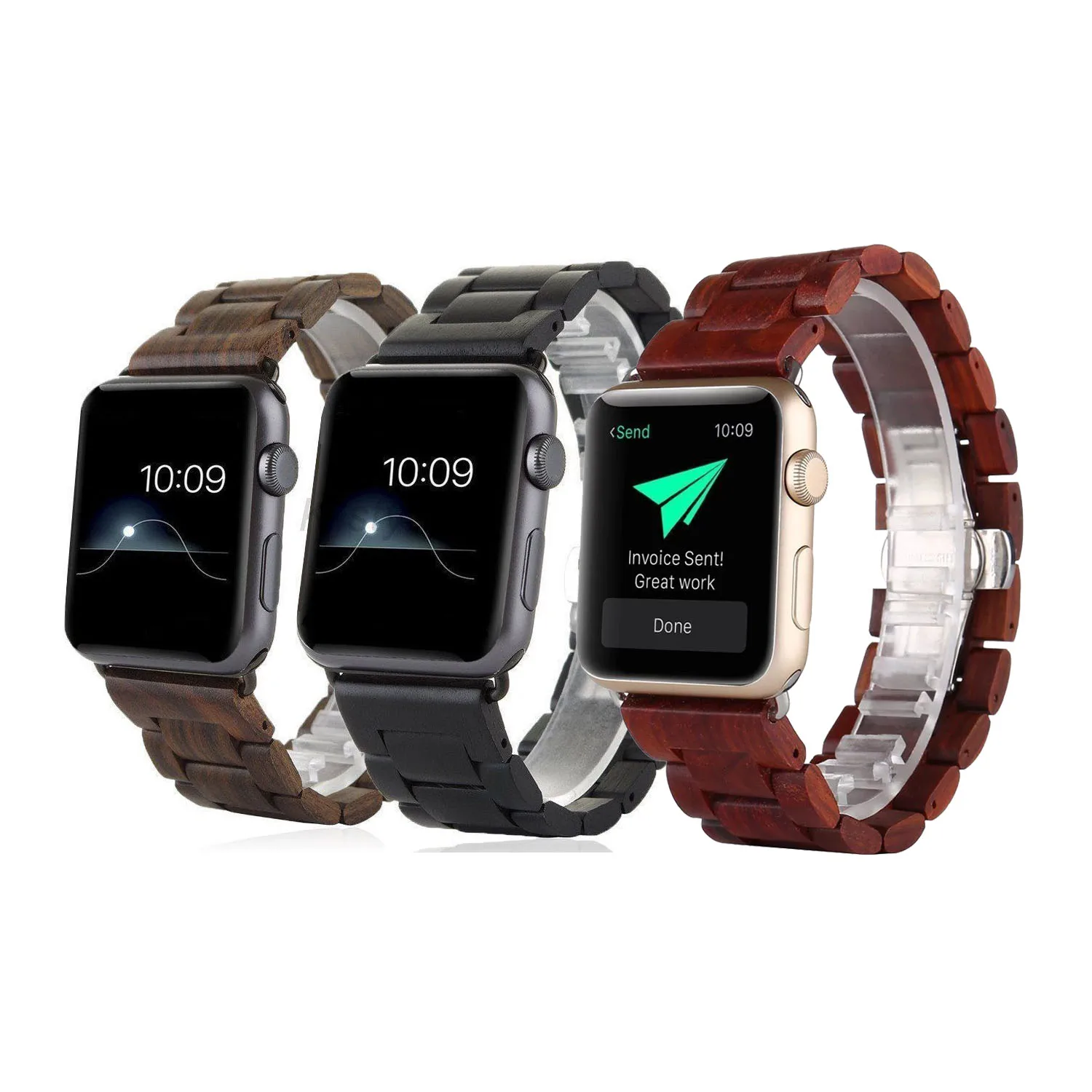 Деревянный ремешок для Apple Watch Series 4 3 2 1 браслет iWatch 38 мм 40 42 44 с застежкой бабочкой