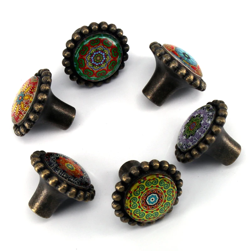 

6Pcs Glass Zinc alloy Cabinet Knobs Drawer Kitchen Cabinets Dresser Cupboard Wardrobe Pulls Handles
