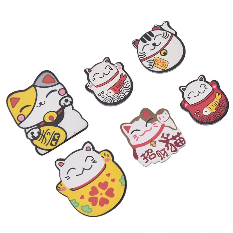 6 шт. магниты на холодильник в форме счастливых кошек аксессуары Мультяшные