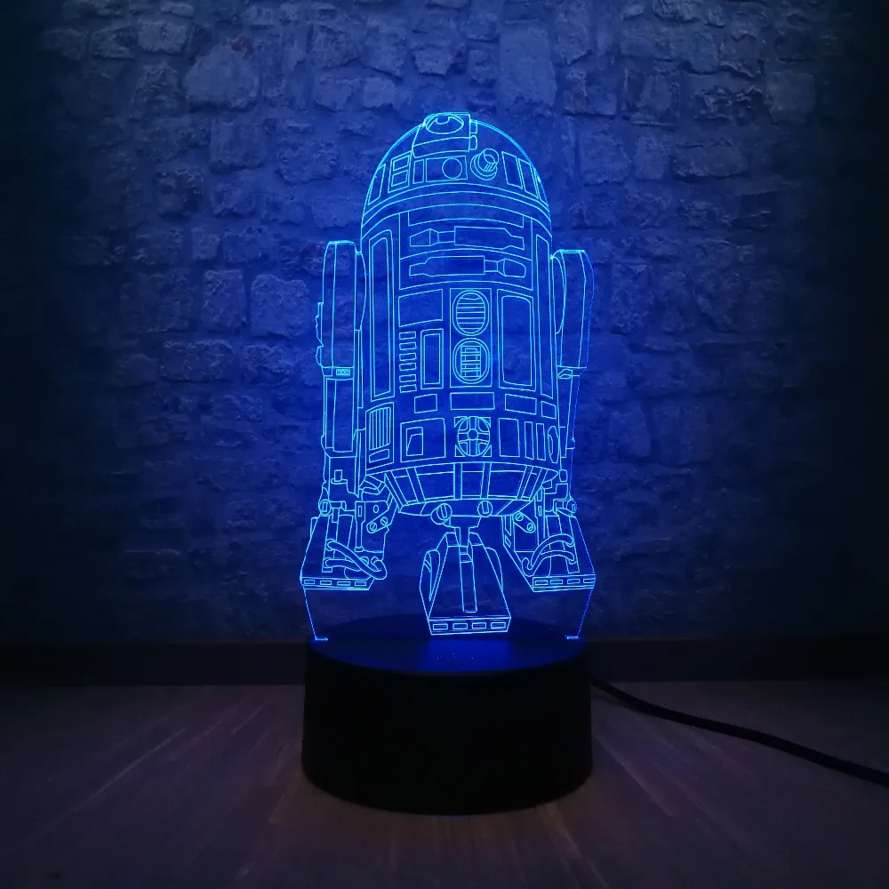 3D Светодиодная настольная лампа Звездные войны Warship R2D2 робот ракета модель Touch USB 7