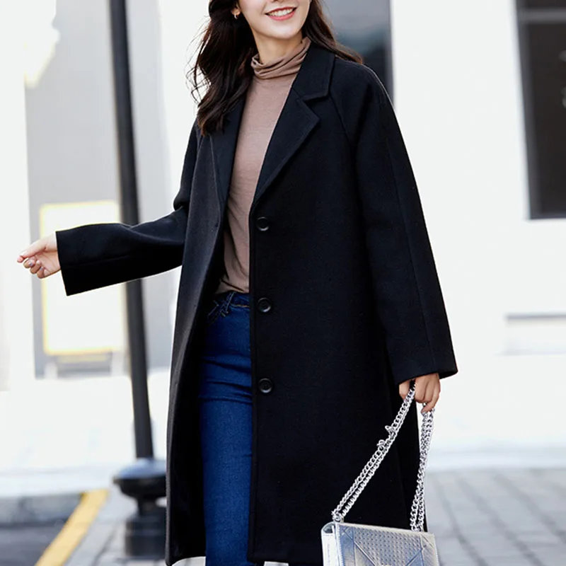 Длинное шерстяное пальто женское свободное куртка для женщин Осень зима manteau femme