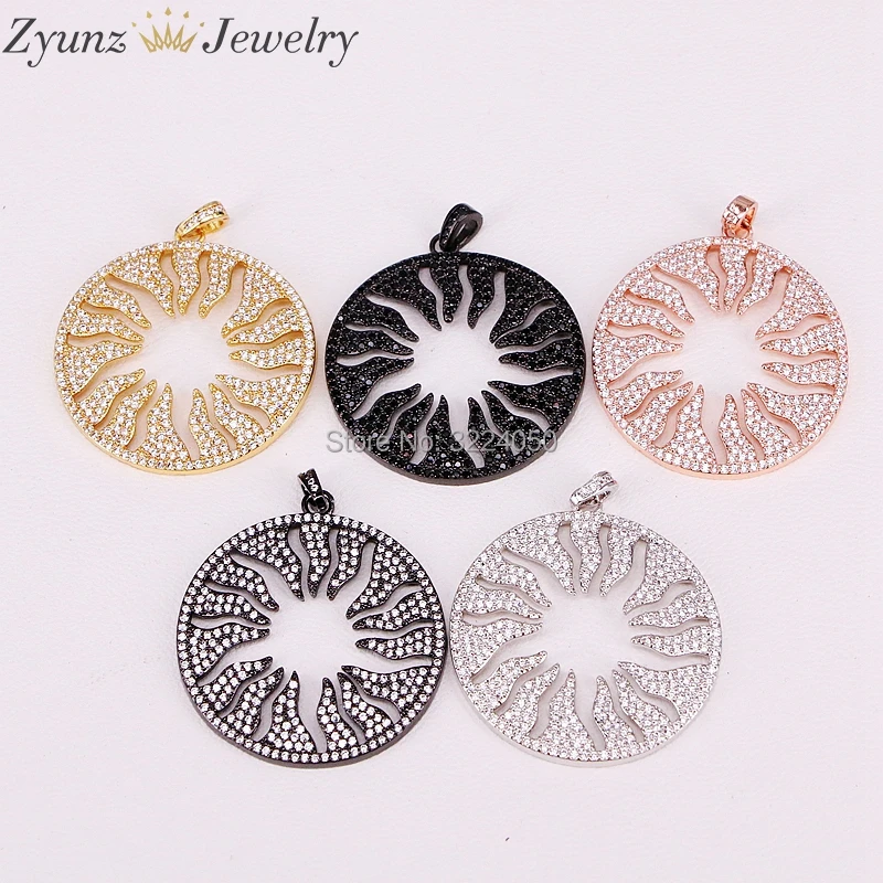

5PCS Fashion copper micro pave CZ hollow out round pendants for women Jewelry