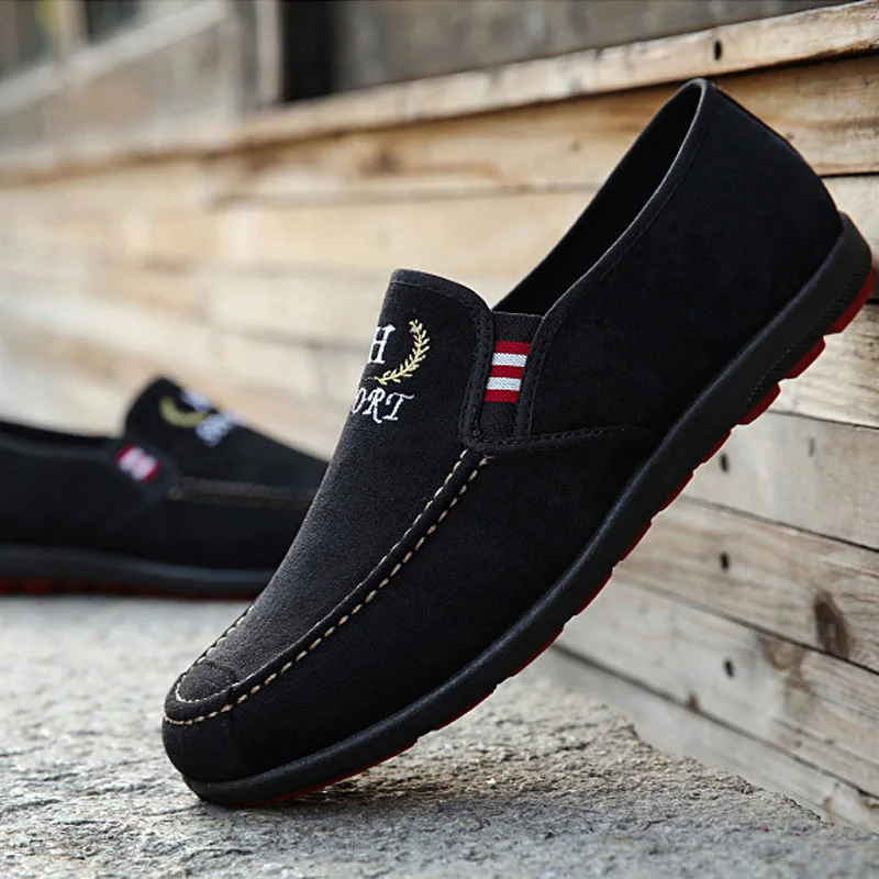 Men Shoes 2019 Spring Casual Canvas Fashion Loafers Breathable Outdoor Male Black Sneakers | Обувь