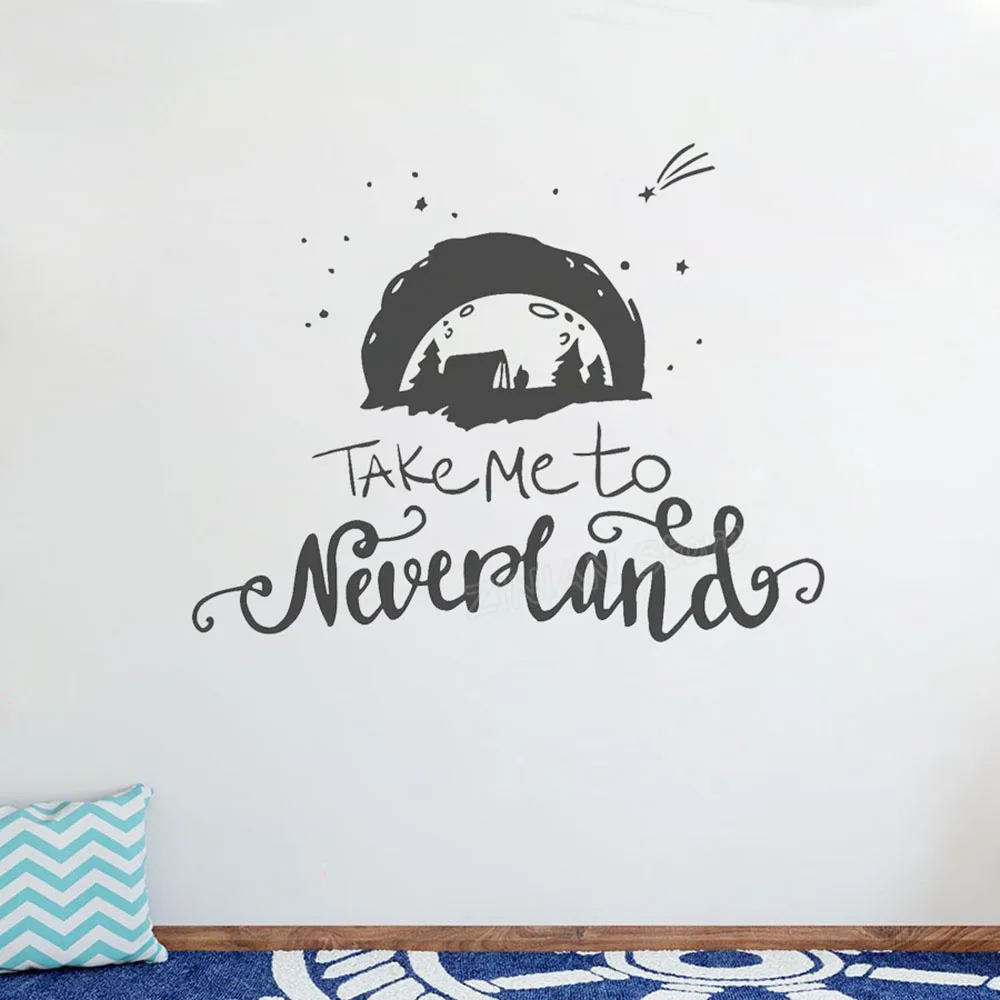 Мультяшная цитата для детской комнаты Настенный декор наклейка Take Me to Neverland Boys