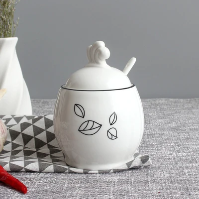Растительность цветок листья сахарница домашний кухонный набор Ceramica для соли и специй горшок банки с ложкой - Цвет: 1 Pcs only