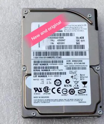 

100% Новинка в коробке 3 года гарантии 43X0845 43X0847 73G 15K SAS 2,5 дюйма требуется больше фото под углом, пожалуйста, свяжитесь со мной