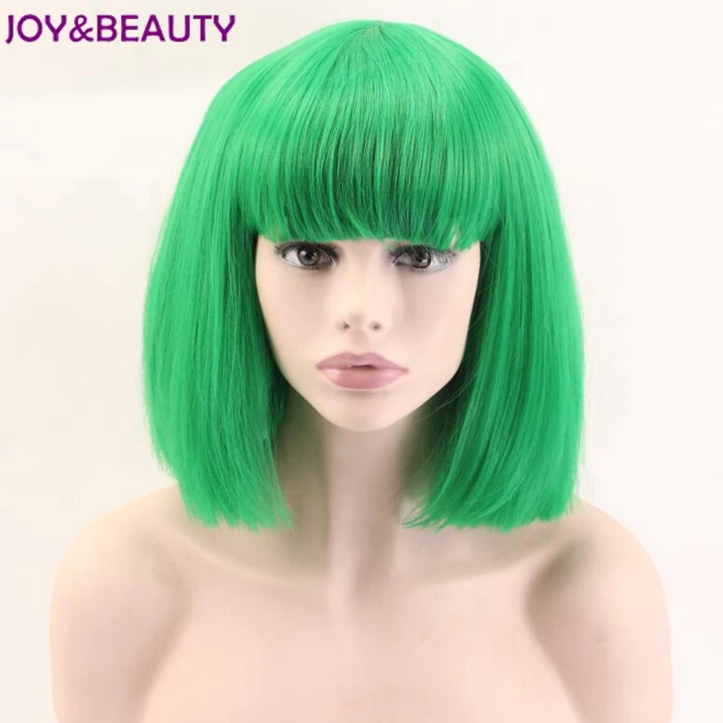 JOY& BEAUTY короткие прямые синтетические волосы косплей парик зеленый/красный цвета 14 дюймов высокая температура волокно женские вечерние парики