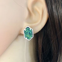 colorful iridescent druzy stone mini drusy stud earrings stunning chic handmade statement mini jewelry