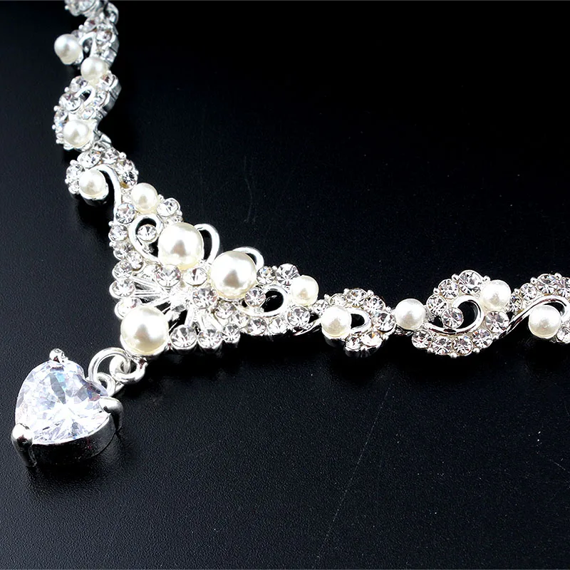 Комплект свадебных украшений WEIBANG ожерелье длинные серьги кристаллы