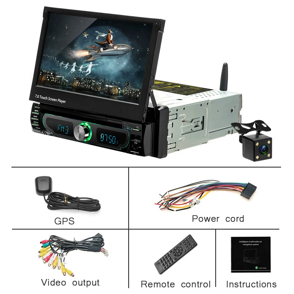 With 4 LED Camera Hikity универсальное Радио 1 Din автомобильный dvd-плеер стерео " Android gps приемник USB SD Bluetooth In-Dash автомобильный Радио мультимедийный плеер - Цвет: With 4 LED Camera