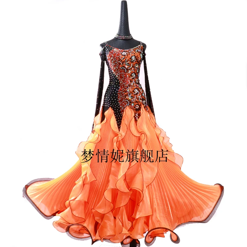 

2018 Ballroom Dance Skirts Women Lycra Newest Design Woman Modern Waltz Tango Dance Dress/standard Ballroom Competition Dress