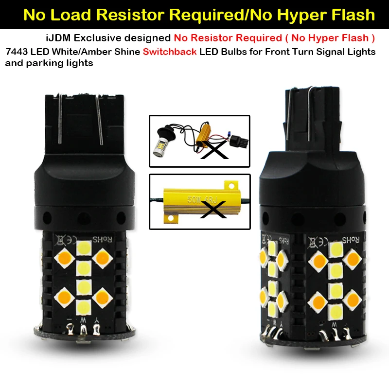 Нет Hyper Flash CANbus переключатель двойной Цвет светодиодный Поворот лампы сигнального освещения для-up Ford F150 или Mustang,-up F250 F350 12 V