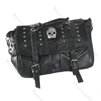 thinkthendo popular fashion womens personalise punk rivet skull shoulder bag handbag black