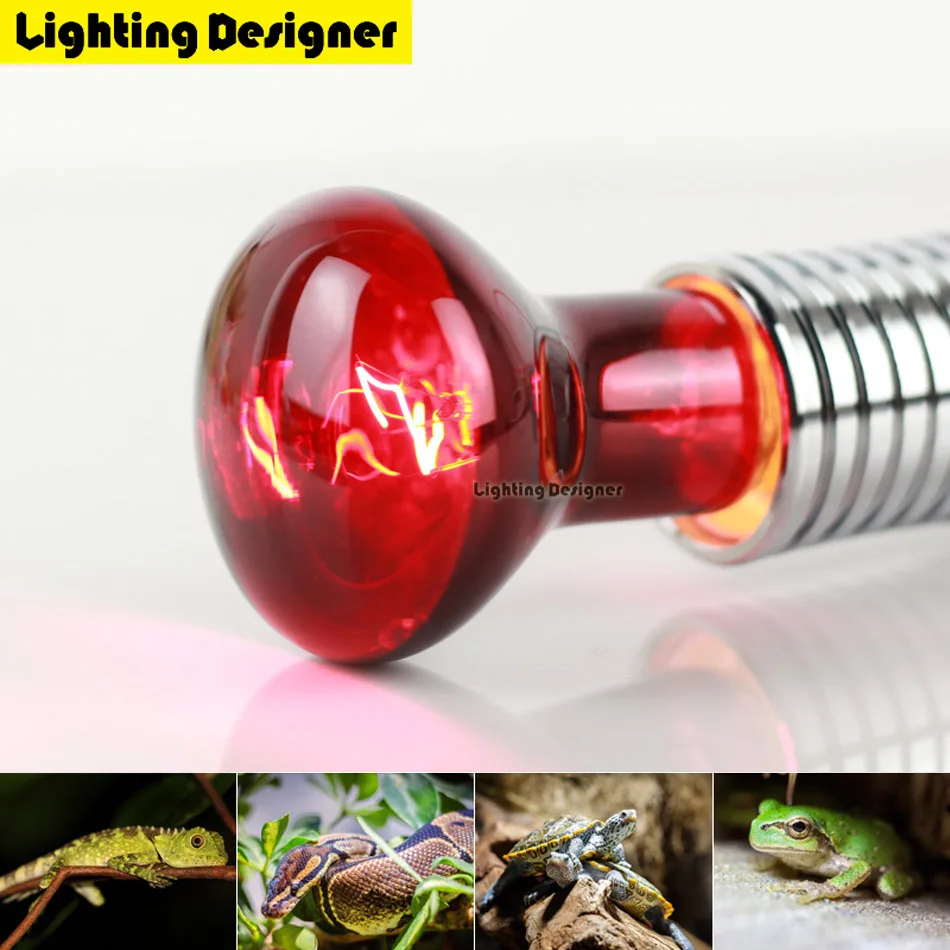 R63 40W 60W Red Heat Lamp Bulb Infrared Heating Spot Basking Reptiles Spotlight Helps Maintain Animal Warmth 220V | Лампы и освещение