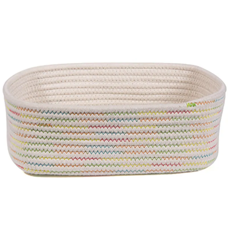 

1Pcs Creative Cotton Thread Handmade Woven Basket Laundry Sundries Toys Knitting Ball Storage Rattan Baskets Organizer Box