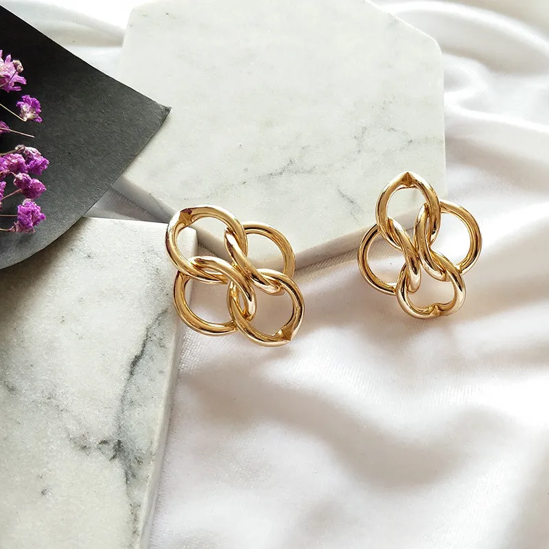 New Fashion Gold Color Multi Stud Earring for Women Brand Designer Small Circle Earrings Geometric Jewelry Gifts | Украшения и