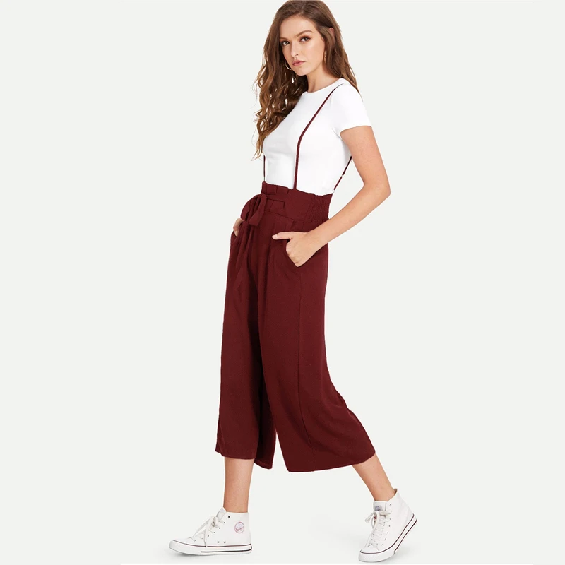 Dotfashion, одноцветные, с узелком, передний карман, боковой передник, брюки, элегантный женский комбинезон, весна, Повседневный, без рукавов, широкие штаны, комбинезоны