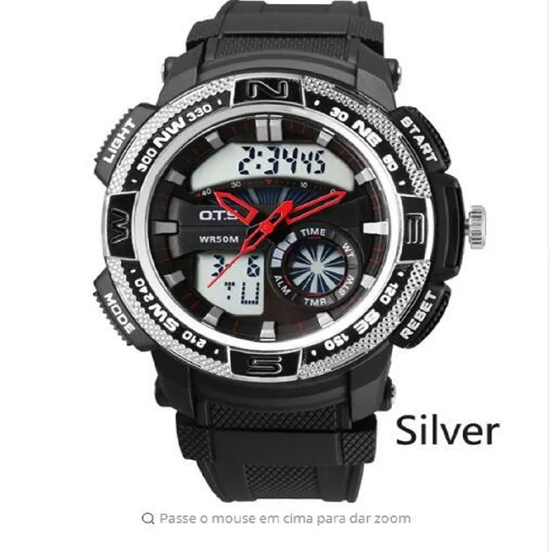 OTS Топ бренд свежие черные модные большие светодиодные часы Цифровые мужские