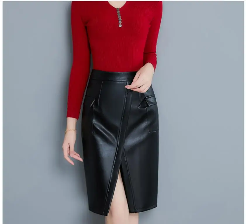 2019 Sexy Faux Fur Leather Pu High Waist Midi Women Pencil Skirts XXL Office Wrap Bodycon Short Girls Tutu Saia S08019 | Автомобили и