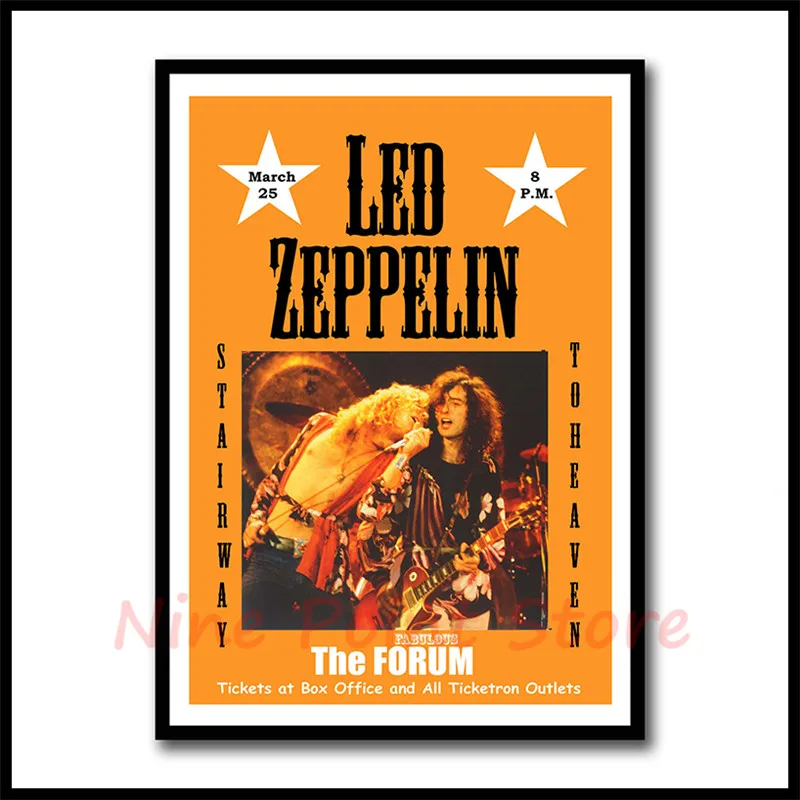 Led Zeppelin рок-музыка с покрытием бумажные Плакаты для дома спальни общежития Настенный декор Бескаркасный плакат - Цвет: Серебристый