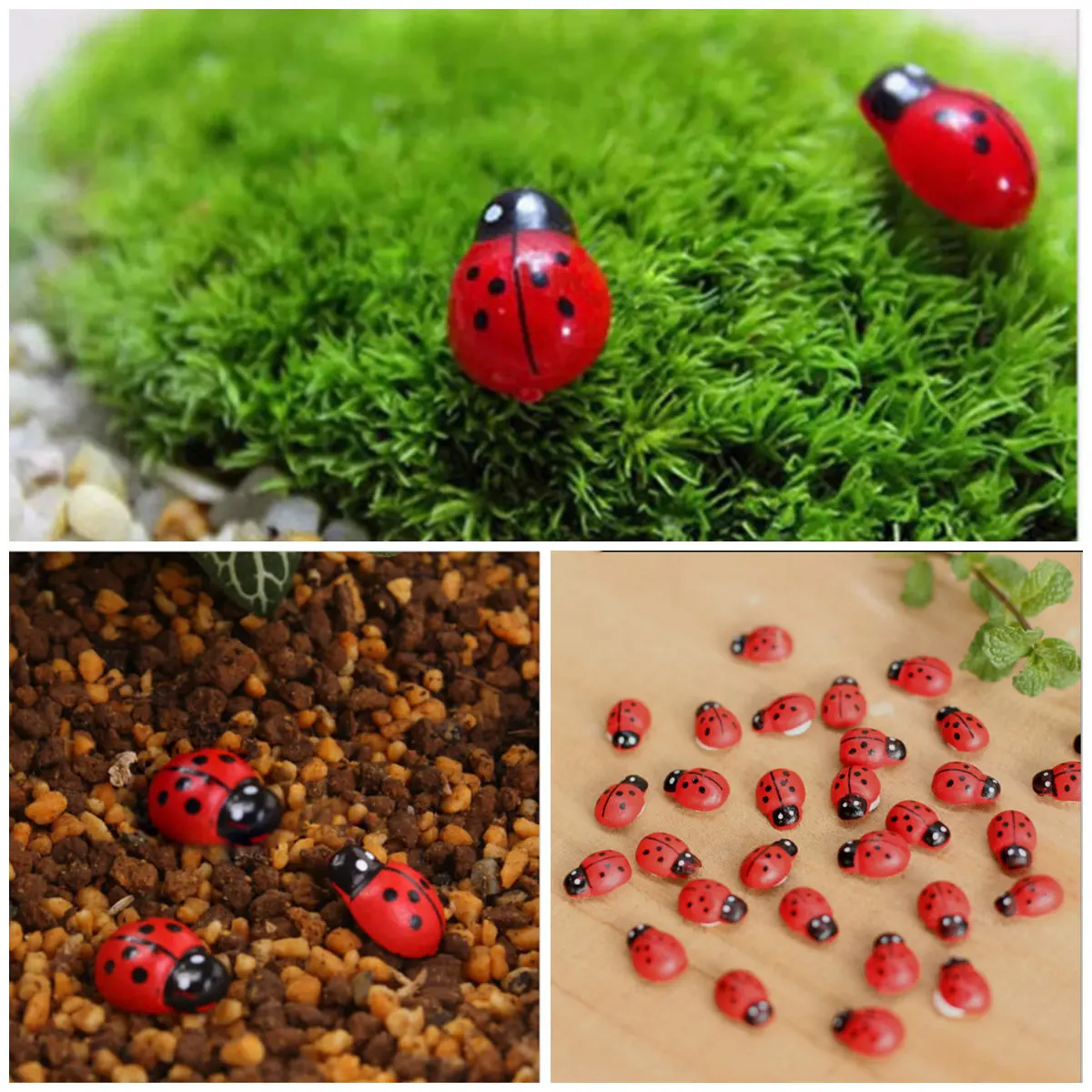 10 шт. миниатюрные украшения Coccinella septempectata поделки из смолы маленький садовый