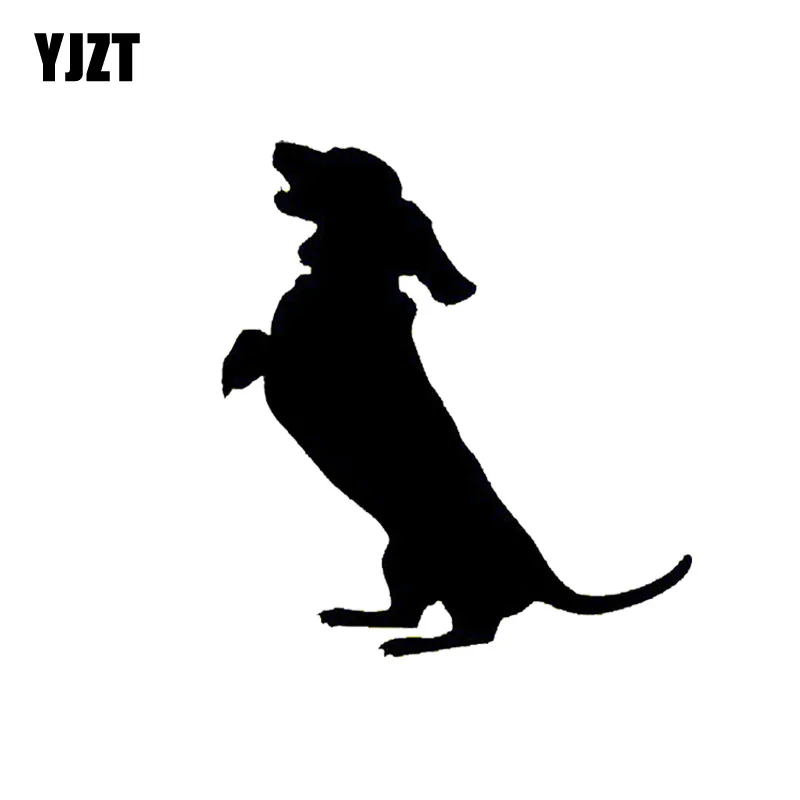 YJZT 14 см * 15 4 Такса попрошайная собака животное цвет черный/Серебряный|car sticker|dog car