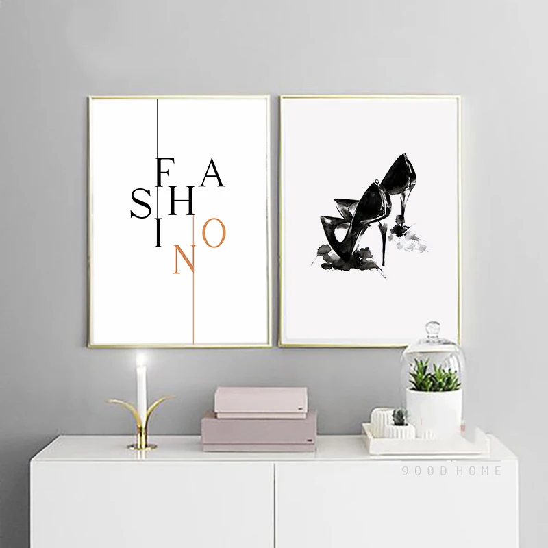 

Nordic Fashion Quote Pink Pumps Poster Canvas Painting Posters And Prints Scandinavian Decor Pictures For Girl's Room Decor